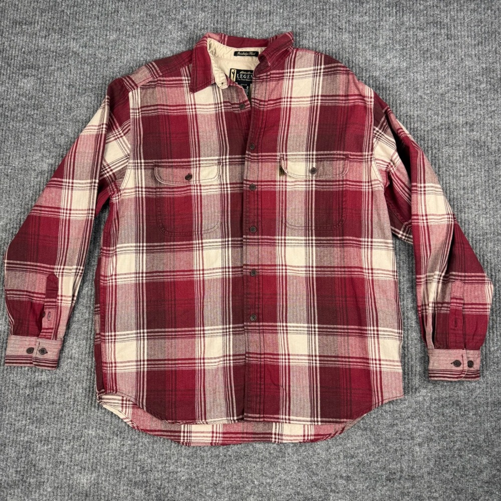 Vtg 90s Eddie Bauer Legend Shirt Mens M Bainbridge Plaid Red Flannel Outdoors